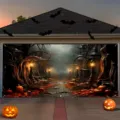 Banner de puerta de garaje de Halloween bosque espeluznante calabaza fiesta decoración - Estilo Calabaza de Bosque Espeluznante (CK-015) / 150x100cm