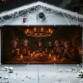 Fundas de banner para puerta de garaje Halloween, fondo de cena de esqueletos espeluznante. - Estilo de Cena de Esqueletos (CK-019) / 150x100cm