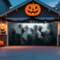Pancarta de Puerta de Garaje de Halloween Manos de Zombi Terror Fiesta Decoración - Estilo Huella de Zombi (CK-020) / 150x100cm / 0.0