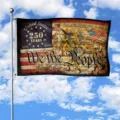 Αναμνηστική σημαία 250 ετών ΗΠΑ με κείμενο We the People για την Ημέρα της Ανεξαρτησίας - Μονόπλευρο Vintage Στυλ Μάχης (Q-011) / 150x90cm