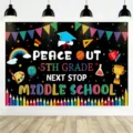 Kleurrijke achtergrond voor afstuderen van 5e klas, perfect voor decoratie van de school - Afstuderen van de 5e Klas (SBJ-011) / 95x75cm