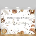 Vintage koffie en snoep thema babyshower fotografie achtergrond voor feestdecoratie - 95x75cm