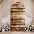 Vintage wood grain arched backdrop cover for birthday parties and baby showers - Regular Polyester / 50X120CM