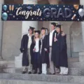 Marineblauer Abschlussbanner Congrats GRAD für Abschlussfeier Dekoration 2026 - Abschluss Stil 2 (SHF-002) / 30x120cm