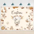 Vintage koffiebeer thema babyshower fotografie achtergrond voor babyfeest decor - Vintage koffiebeer-thema (SBJ-003) / 95x75cm