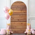 Retro wood grain arched backdrop cloth for baby shower and birthday party photo booth - SGX-002 (Standard Polyester) / 50X120CM