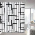 Modern geometric abstract shower curtain with black and white square pattern design - Single Shower Curtain 90x180cm / Black White Geometric Abstract (YL-003)
