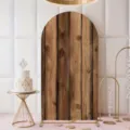 Retro wood grain arch backdrop cloth for photography party events and baby showers decor - Standard Polyester (SGX-003) / 50X120CM