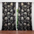 Halloween curtains with realistic grey skull patterns on dark background - CL-006 (Classic Skull)