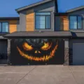 Large Halloween scary pumpkin face banner for outdoor residential garage door holiday decor - Menacing Pumpkin (CK-007)