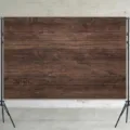 Industrial dark brown wood grain photography backdrop hanging on professional tripod stand - Industrial Wood Grain (SBJ-001) / 95x75cm