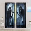 Scary Halloween window curtains featuring creepy ghosts for haunted house party decoration - 55x150cm (2 Pieces/Pack) / CL-001 (Ghost Style)