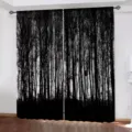 Two-panel Halloween curtains featuring spooky black forest tree silhouettes decor - DACL005 (Scary Forest)