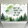 Forest theme photography backdrop with 'Ain't No Family Like The One We Got' quote for photos - Forest Quote Style (SBJ-003) / 95x75cm