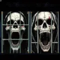 Gruselige Halloween-Fensterabdeckung mit zwei blutigen Totenkopf-Designs für Partys - Blutige Totenköpfe (C-006) / 120x80cm