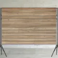 Professional photography backdrop with realistic horizontal brown wood plank pattern - Light Brown Wood Grain (SBJ-005) / 95x75cm