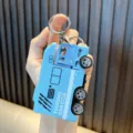 Light blue touring car RV model keychain with rotating wheels for creative backpack decoration - RV Model (5836552528269) / Blue