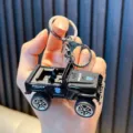 Cool black police jeep pull-back car model keychain accessory for schoolbags gifts - Convertible Car