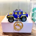 Blue and gold miniature truck car model keychain for school bag or car keys pendant - Purple (Random Gold/Silver Base)