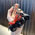 Creative miniature motorcycle model keychain pendant in stylish red and black colors - Red