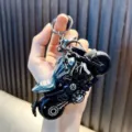 Creative dark green motorcycle model keychain pendant for schoolbag decoration and car keys - Green