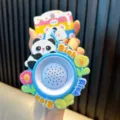Panda recording speaker keychain with Rich text and flower design - Panda Megaphone / Blue