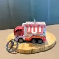 Roter und weißer Eiswagen Schlüsselanhänger mit kreativem Rückziehauto Modell Design - Eiscreme