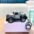 Creative silver and black pull-back truck model keychain for backpack decorations - Silver Gray