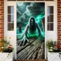 Halloween spooky door cover banner ghost horror party decor waterproof fabric backdrop. - ML-005 Style / 90x180cm