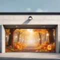 Herbstwaldweg und leuchtende Kürbis Garagentorabdeckung für festliche Dekoration. - 150x100cm / CK-007
