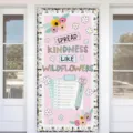 Back-to-school door cover featuring Spread Kindness Like Wildflowers floral theme - 90x180cm / Spread Kindness Floral Style (ML-015)