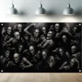 Gruseliger Halloween-Hintergrund mit Totenköpfen und Händen für Party-Wanddekoration - Zombie Skelett Hintergrund (SBJ-007)