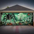 Pancarta de Halloween para puerta de garaje con araña gigante, calabazas y mansión - Castillo de Calabaza de Halloween (CK-008) / 150x100cm