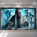 Gruseliges Halloween-Hintergrundtuch mit Zombies und Skeletten für Horror-Party-Deko - SBJ-009