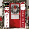 Festive Christmas porch banners with Santa and Snowman designs for holiday door decoration - Snowman And Santa Style (SDL-002) / 30x150cm