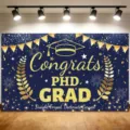 Gold glitter PhD graduation backdrop for party decoration and photo booth background - Doctoral Graduation Style (SBJ-007)