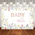 Floral Baby in Bloom photography backdrop for baby shower and birthday party - SBJ-011