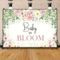Elegant Baby in Bloom floral backdrop cloth for baby shower and birthday parties - SBJ-001 / 95x75cm