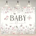 Elegant wildflower baby in bloom photography backdrop for baby shower and birthday parties - Wildflower Baby in Bloom Style (SBJ-002) / 95x75cm