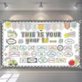 Abschlussbanner für den Kindergarten mit motivierenden Zitaten für das Schuljahr 2026-2027 - SBJ-009 / 95x75cm