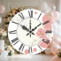 Sfondo rotondo romantico con orologio floreale per matrimoni e decorazioni per feste. - Stile Orologio Floreale Rosa (Y-005)