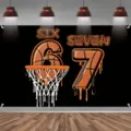 Versiering voor 67ste verjaardag banner met basketbalthema en graffiti stijl - Humoristische Basketbal Graffiti Stijl (SBJ-006)