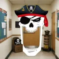 Pirate skull party door cover Halloween decoration spooky backdrop for themed holiday events - 175x272cm
