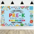 Pre-K Abschlussfeier Hintergrund mit Schuldoodles für den Übergang zum Kindergarten Deko - SBJ-006 / 95x75cm