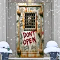 Halloween zombie prison door banner decoration featuring 'Don't Open' warning text - 90x180cm / Zombie Prison Style (ML-006)