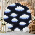 Round birthday backdrop starry night cloud pattern for party photography decoration variant - Pattern Y-008 / 5FT (150cm Diameter)