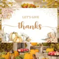 Sfondo del Ringraziamento con 'LET'S GIVE thanks' e design di zucche autunnali - SBJ-010