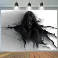 Halloween backdrop horror ghost wall tapestry scary party background decoration photo prop - Horror Cracked Wall Face Style (SBJ-009) / 95x75cm
