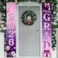 Glittery pink and purple 2026 graduation porch banners for home front door display - Pink Purple Gradient Style (SDL-001) / 30x150cm
