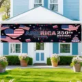 USA 250th Anniversary commemorative banner for garden fence outdoor decoration 1776-2026 - 250th Birthday Cake Celebration Style (SHF-005)